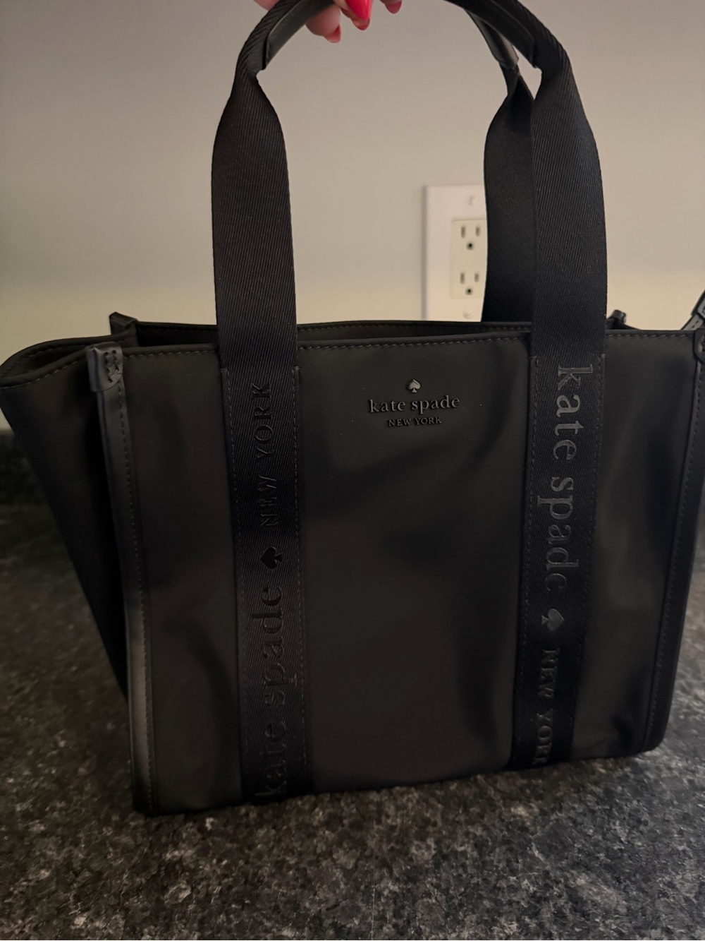 kate spade Black Nylon Crossbody Tote with Logo Straps